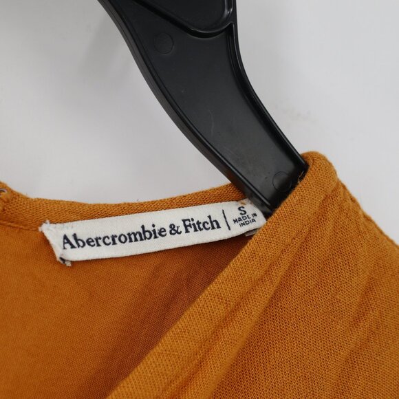 Abercrombie & Fitch Midi Dress Womens‎ Small mustard Knotted Front Cutout V Neck - Picture 4 of 14